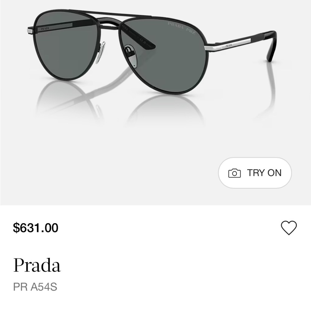 NEW Prada Black Aviator Polarized Sunglasses